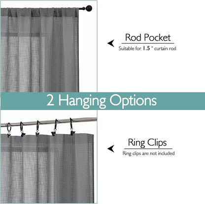Chyhomenyc Extra Long Charcoal Grey Semi Sheer Curtains 108 Inches Long 2 - Image 4