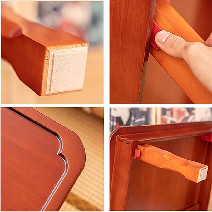 Square Folding Coffee Table, Wooden Korean Style Multifunctional Dining Table - Image 4