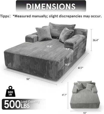 Sytopia Chaise Lounge with Armrests, Oversized Sofa Bed with 3 Pillows - Image 2