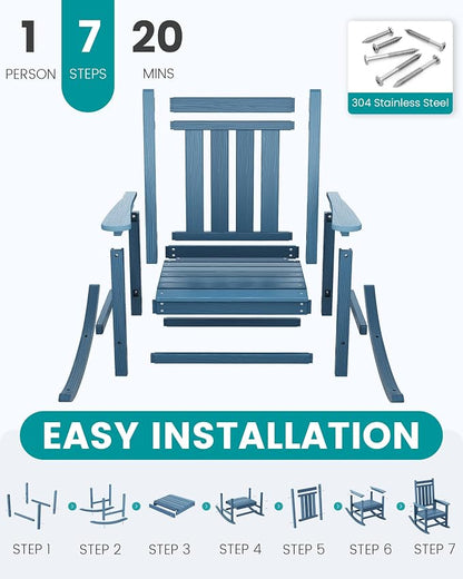 SERWALL Outdoor Rocking Chair Set of 2, HDPE Rocking Chair - Image 7