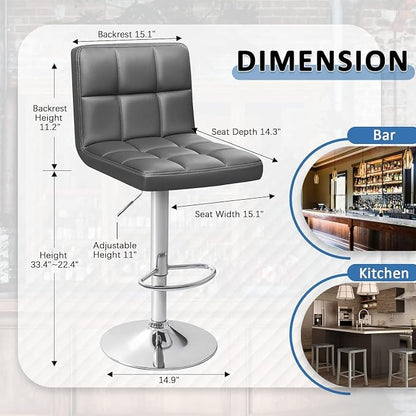 Homall Bar Stools Modern PU Leather Adjustable Swivel Barstools, Armless - Image 3