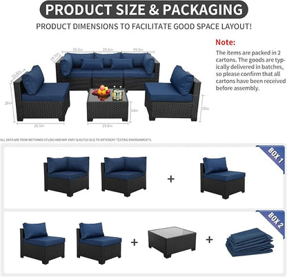 Rattaner Patio Sectional 6 Pieces All-Weather Wicker Patio Furniture Set - Image 3