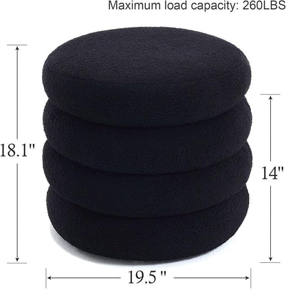 Flouki 19.5" Storage Ottoman Round, Vanity Stools - Image 3