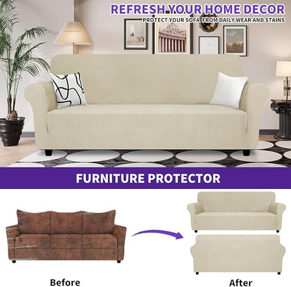 ZNSAYOTX Super Stretch Couch Cover, New Striped Sofa Covers Fitted Slipcovers - Image 2