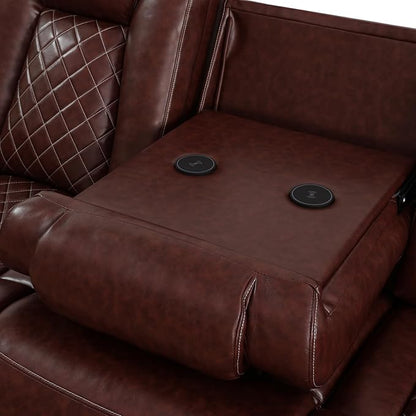 Power Recliner Sofa Set with LED Lights, 2 Manual Recliner 1 Seat and a 3 Seat - Image 6