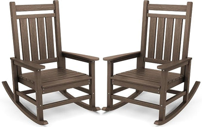 SERWALL Oversized Outdoor Rocking Chair Set of 2, HDPE Rocker by SERWALL