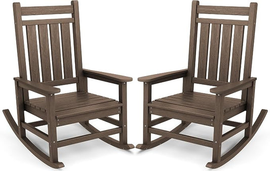 SERWALL Oversized Outdoor Rocking Chair Set of 2, HDPE Rocker by SERWALL