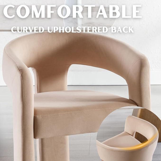 RIVOVA Modern Barrel Dining Chairs Set of 6, Velvet Upholstered Accent Side - Image 4