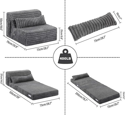 Tiita Folding Sofa Bed Single Size, Convertible Sleeper Chair Mattress - Image 2