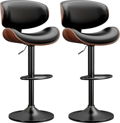 YaFiti Bar Stools Modern PU Leather Adjustable Swivel Barstools, Kitchen - Image 3