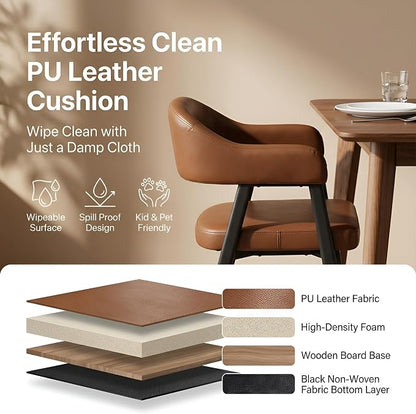 HNY Modern Dining Room Arm Chairs Set of 2, Retro Faux Leather Upholstered - Image 5