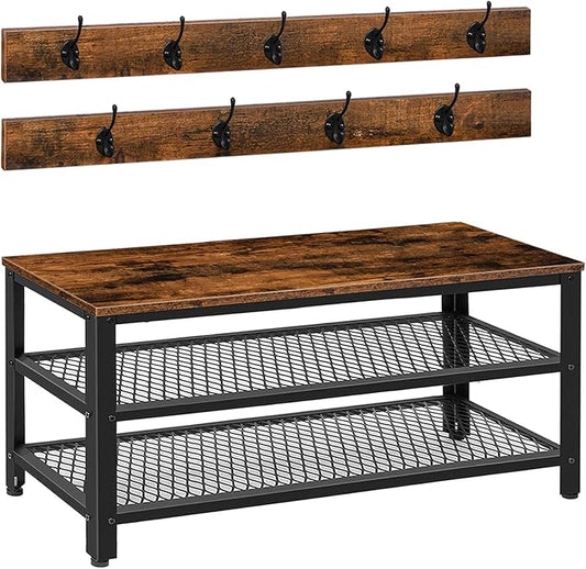 HOOBRO Hall Tree Entryway Storage Bench, Coat Rack Shoe Bench, Shoe Rack by HOOBRO