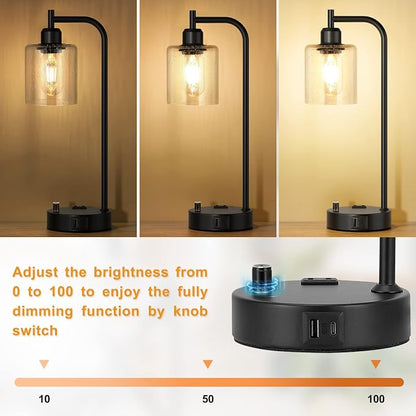 Industrial Table Lamps for Bedrooms Set of 2 - Image 3