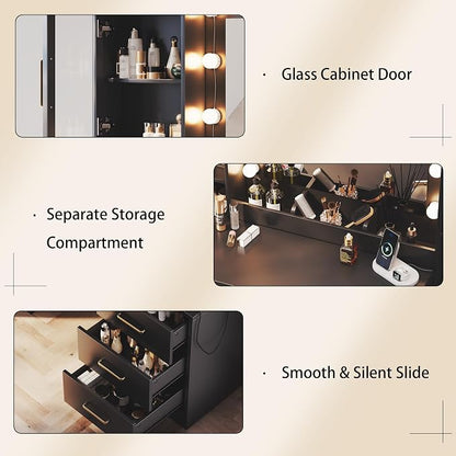 TOKSOM Makeup Vanity Desk with Mirror and Lights, Dressing Table Vanity Set - Image 6