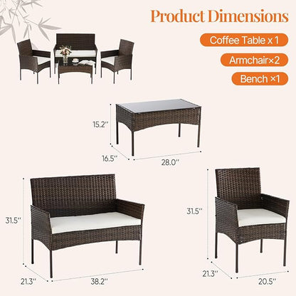 Sweetcrispy 4-Piece Patio Furniture Set, Weather-Resistant PE Rattan Wicker - Image 3