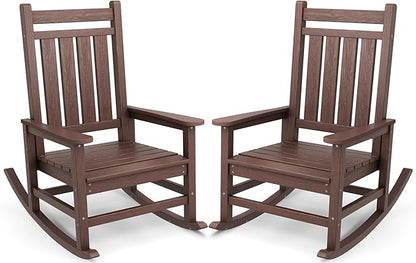 SERWALL Oversized Outdoor Rocking Chair Set of 2, HDPE Rocker by SERWALL