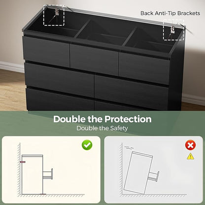 Jocoevol Modern Black 7 Drawer Dresser - Image 7