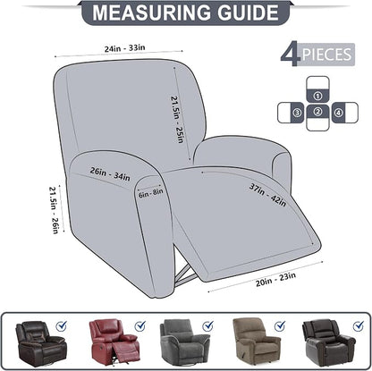 ANARACHON Leather Look Recliner Chair Covers, 4-Pieces Stretch Recliner Cover - Image 3