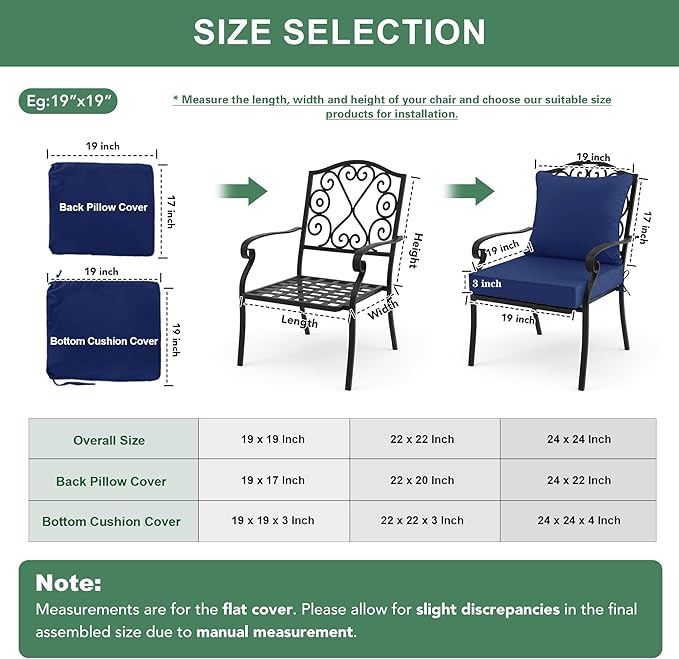 Summsun Outdoor Chair Cushions, Waterproof Backrest and Deep Seat Cushion Set - Image 7