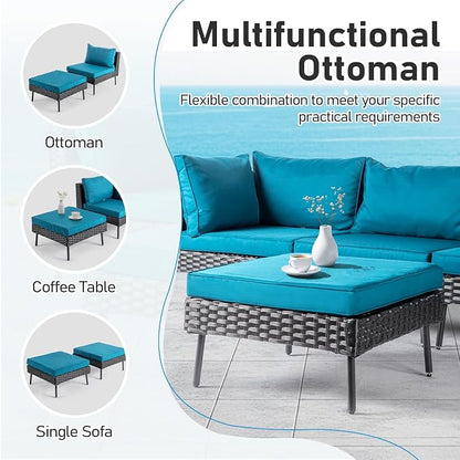 VINGLI 6-Piece Patio Furniture Set, All-Weather Wicker Outdoor Sectional Sofa - Image 4