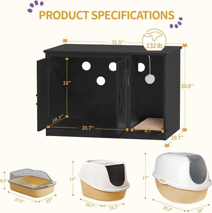 Hzuaneri Cat Litter Box Enclosure, Hidden Litter Box Cabinet Furniture - Image 7