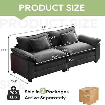 Oprisen 86" Modular Sectional Sofa, Comfy Cloud Couch Sectional Sofa - Image 2
