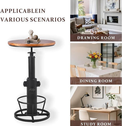 Rustic Industrial 3 Piece Bar Table Set - Image 4
