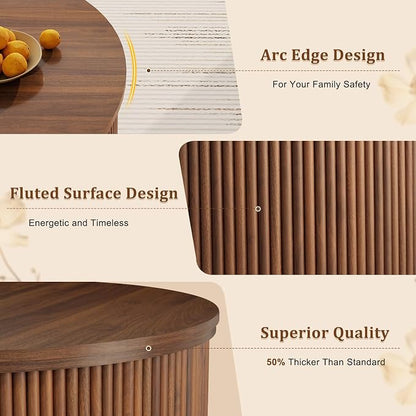 LYNCOHOME 31.5'' Fluted Flip Top Round Coffee Table - Image 5
