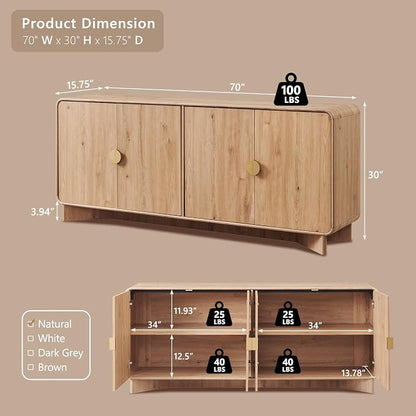 IFGET 70" Modern TV Stand for TVs Up to 80 inches, TV Console - Image 2