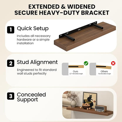 Fun Memories 67 Inch Fireplace Mantel Shelf, Deep Floating Shelves - Image 7