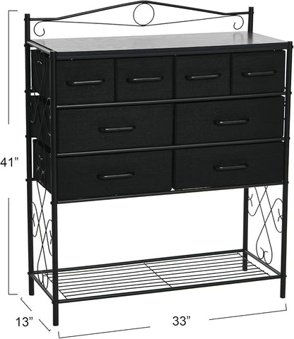 Household Essentials Black Oak & Iron Apothecary 8-Drawer Sideboard - Image 3