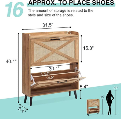 Barnyatoh Shoe Storage Cabinet, Boho Shoe Organizer - Image 2