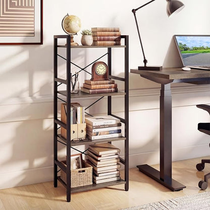 Tangkula 3-Tier Industrial Bookshelf, 16.5" Width Wooden Open Bookcase - Image 5