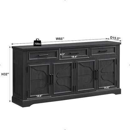 JXQTLINGMU 66" Farmhouse Buffet Cabinet - Image 2