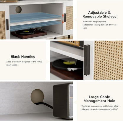 ZttRiee TV Stand for TVs up to 65'', Mid Century Modern Entertainment Center - Image 5
