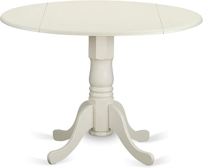 East West Furniture DLBO3-WHI-W 3 Piece Dining Room Table Set Contains a Round - Image 3
