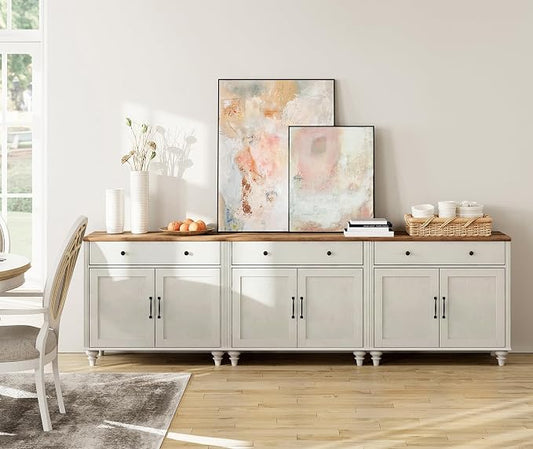 WAMAPT Buffet Cabinet with 6 Doors and 3 Drawers, Large Coffee Bar Table Wood by WAMPAT
