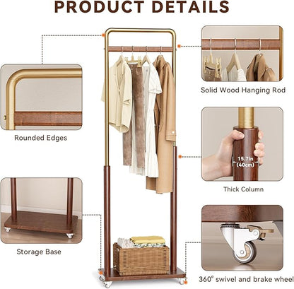 Taitiy Clothes Rack Solid Wood Coat Rack, Metal and Solid Wood Combination - Image 6