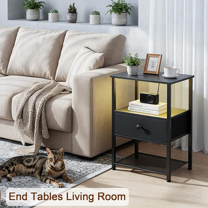 LOAKEKEL Night Stand Set 2, LED Nightstand - Image 3