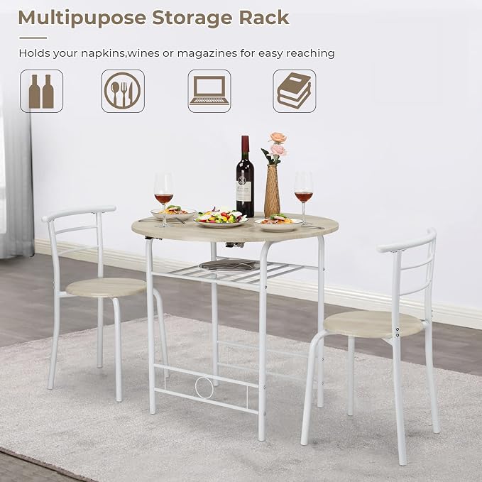 VINGLI 31.5" Drop Leaf Dining Table Set - Image 2