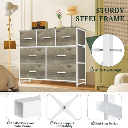 7-Drawer Dresser for Bedroom, Anti-Tip Wide Storage Organizer Fabric Chest of - Image 4