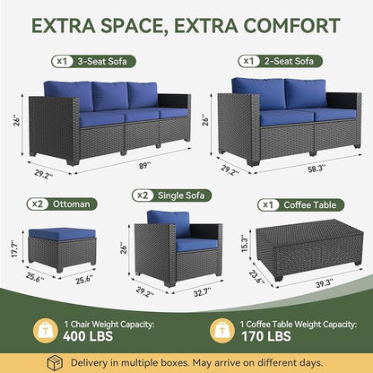 Aoxun 10 Piece Outdoor Patio Furniture Set 9 Seats, Outdoor Sectional - Image 2
