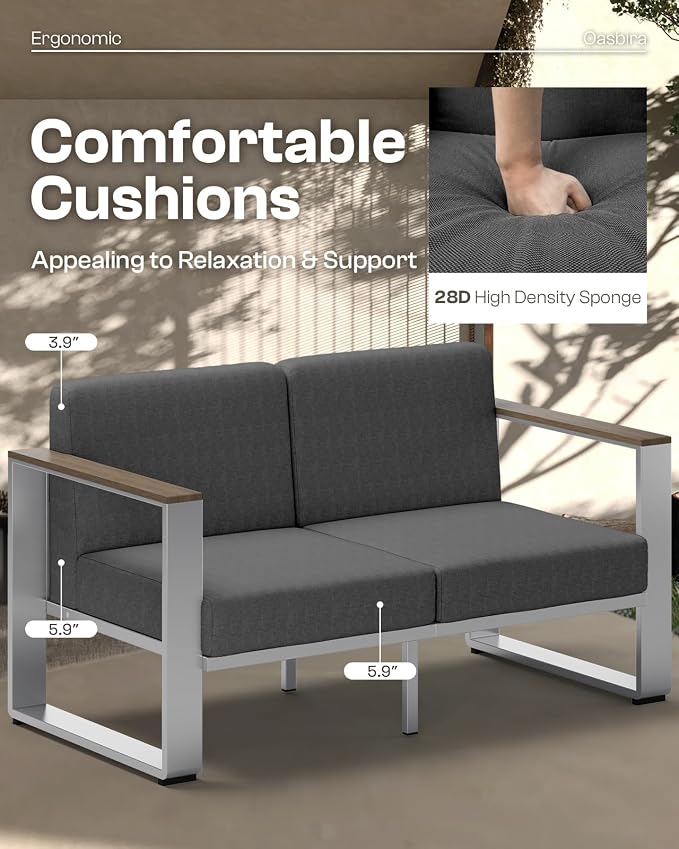 Aluminum Outdoor Furniture Set, 4 Seats Outdoor Patio Conversation Sets - Image 2