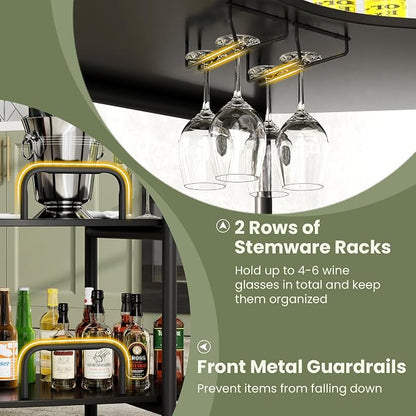 Giantex 3-Tier Bar Table, Corner Bar Cabinet, Liquor Home Bar Unit - Image 7