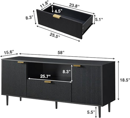Okvnbjk Black TV Stand for 65 Inch TV, TV Consoles for Living Room, TV Stand - Image 5