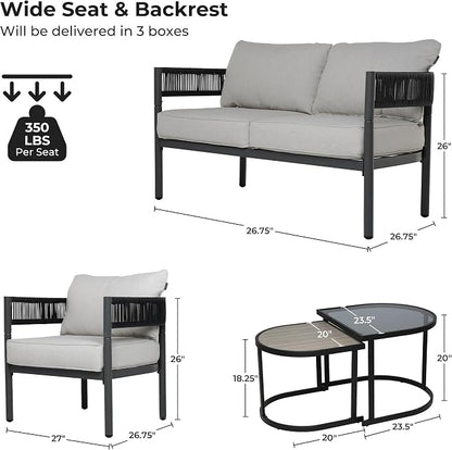 Grand patio 6-Piece Outdoor Furniture Set, 6 Seats Wicker Sofa Conversation Set - Image 2