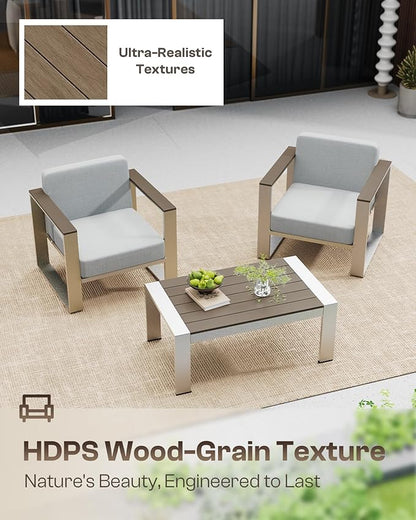 2 Pieces Outdoor Aluminum Armchair, Modern Patio Patio Furniture - Image 4