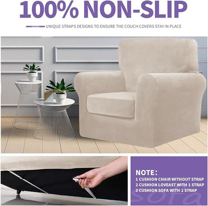 ZNSAYOTX Oversized Velvet 3 Piece Couch Cover - Image 5