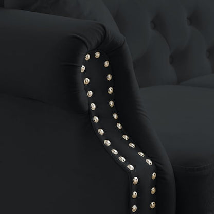 79" 2 Piece 3-Seater Velvet Chesterfield Sofa - Image 5