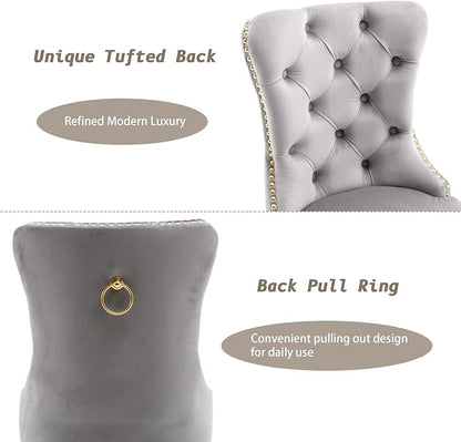 KCC Velvet Dining Chairs Set of 2, Upholstered High-end Tufted Dining Chair - Image 5